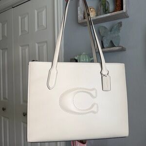 Coach Cream Leather Tote Bag